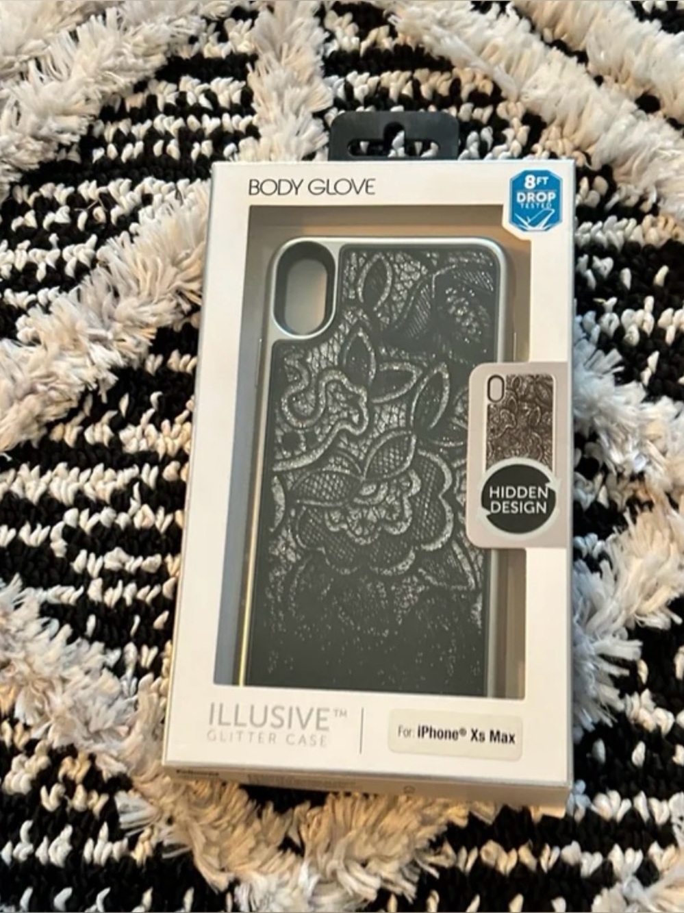 iPhone XS Max phone case brand new - open box - black and silver glitter